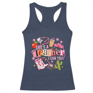She is a Teacher I Can Tell School Aesthetic Racerback Tank Top Retro Groovy Western Cowgirl Texas