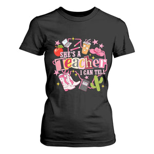 She is a Teacher I Can Tell School Aesthetic T Shirt For Women Retro Groovy Western Cowgirl Texas