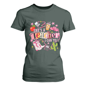 She is a Teacher I Can Tell School Aesthetic T Shirt For Women Retro Groovy Western Cowgirl Texas