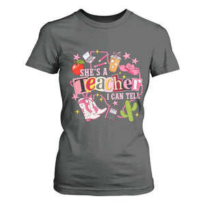 She is a Teacher I Can Tell School Aesthetic T Shirt For Women Retro Groovy Western Cowgirl Texas