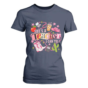 She is a Teacher I Can Tell School Aesthetic T Shirt For Women Retro Groovy Western Cowgirl Texas