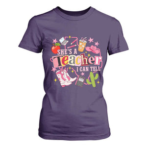 She is a Teacher I Can Tell School Aesthetic T Shirt For Women Retro Groovy Western Cowgirl Texas