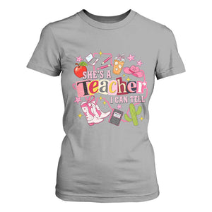 She is a Teacher I Can Tell School Aesthetic T Shirt For Women Retro Groovy Western Cowgirl Texas