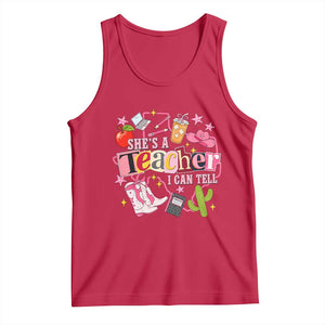 She is a Teacher I Can Tell School Aesthetic Tank Top Retro Groovy Western Cowgirl Texas