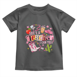 She is a Teacher I Can Tell School Aesthetic Toddler T Shirt Retro Groovy Western Cowgirl Texas