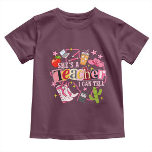 She is a Teacher I Can Tell School Aesthetic Toddler T Shirt Retro Groovy Western Cowgirl Texas