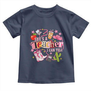She is a Teacher I Can Tell School Aesthetic Toddler T Shirt Retro Groovy Western Cowgirl Texas