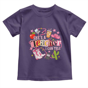 She is a Teacher I Can Tell School Aesthetic Toddler T Shirt Retro Groovy Western Cowgirl Texas