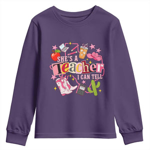 She is a Teacher I Can Tell School Aesthetic Youth Sweatshirt Retro Groovy Western Cowgirl Texas