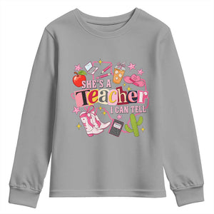 She is a Teacher I Can Tell School Aesthetic Youth Sweatshirt Retro Groovy Western Cowgirl Texas