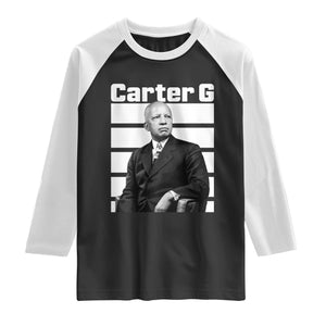 Inspiring Father of Black History Icon Portrait Raglan Shirt Carter G Civil Rights Legacy Supporter
