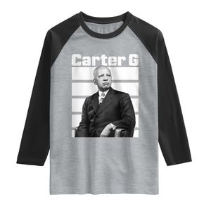 Inspiring Father of Black History Icon Portrait Raglan Shirt Carter G Civil Rights Legacy Supporter