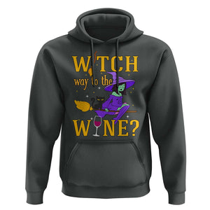 Halloween Witch Hoodie Witch Way To The Wine Halloween Drinking for Wiccan Witches TS02 Dark Heather Print Your Wear