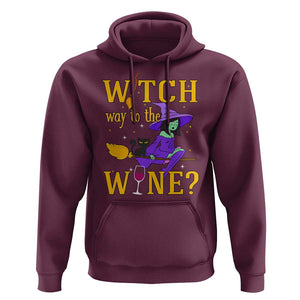 Halloween Witch Hoodie Witch Way To The Wine Halloween Drinking for Wiccan Witches TS02 Maroon Print Your Wear