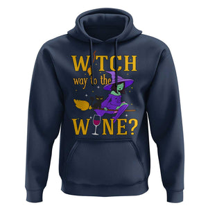 Halloween Witch Hoodie Witch Way To The Wine Halloween Drinking for Wiccan Witches TS02 Navy Print Your Wear