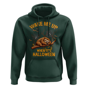 Halloween Sloth Hoodie Wake Me Up When It's Halloween Spooky Season Trick Or Treat TS02 Dark Forest Green Print Your Wear