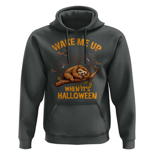 Halloween Sloth Hoodie Wake Me Up When It's Halloween Spooky Season Trick Or Treat TS02 Dark Heather Print Your Wear