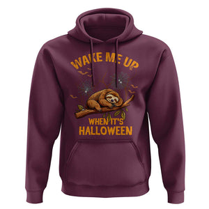 Halloween Sloth Hoodie Wake Me Up When It's Halloween Spooky Season Trick Or Treat TS02 Maroon Print Your Wear