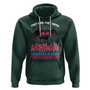 Funny Mothman Hoodie Part Man Part Moth Harbinger Of Doom Point Pleasent WV TS02 Dark Forest Green Printyourwear