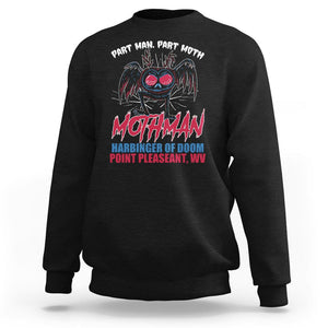 Funny Mothman Sweatshirt Part Man Part Moth Harbinger Of Doom Point Pleasent WV TS02 Black Printyourwear