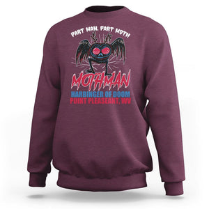 Funny Mothman Sweatshirt Part Man Part Moth Harbinger Of Doom Point Pleasent WV TS02 Maroon Printyourwear
