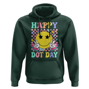 Happy Dot Day Hoodie Cute Smile Face Retro Groovy TS02 Dark Forest Green Print Your Wear