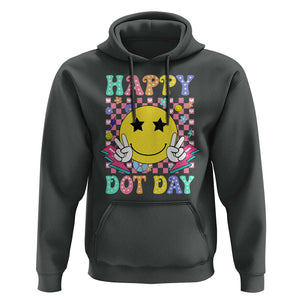 Happy Dot Day Hoodie Cute Smile Face Retro Groovy TS02 Dark Heather Print Your Wear