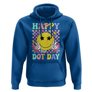 Happy Dot Day Hoodie Cute Smile Face Retro Groovy TS02 Royal Blue Print Your Wear