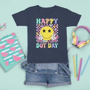 Happy Dot Day T Shirt For Kid Cute Smile Face Retro Groovy TS02 Navy Print Your Wear
