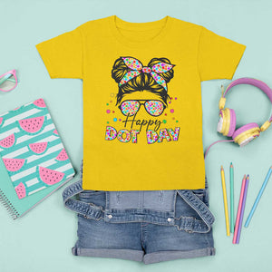 Happy Dot Day Messy Bun Girl T Shirt For Kid Colorful Polka Dots TS02 Daisy Print Your Wear