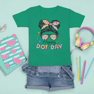 Happy Dot Day Messy Bun Girl T Shirt For Kid Colorful Polka Dots TS02 Irish Green Print Your Wear