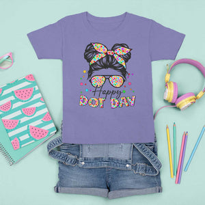 Happy Dot Day Messy Bun Girl T Shirt For Kid Colorful Polka Dots TS02 Violet Print Your Wear