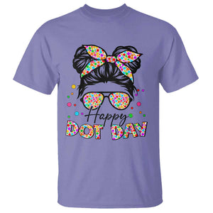 Happy Dot Day Messy Bun Girl T Shirt Colorful Polka Dots TS02 Violet Print Your Wear