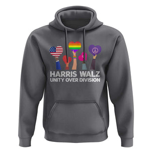 Harris Walz 2024 Hoodie Unity Over Division Kamala Tim Waltz TS02 Charcoal Print Your Wear