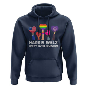 Harris Walz 2024 Hoodie Unity Over Division Kamala Tim Waltz TS02 Navy Print Your Wear