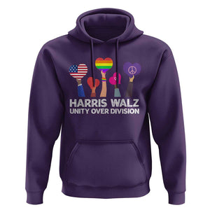 Harris Walz 2024 Hoodie Unity Over Division Kamala Tim Waltz TS02 Purple Print Your Wear
