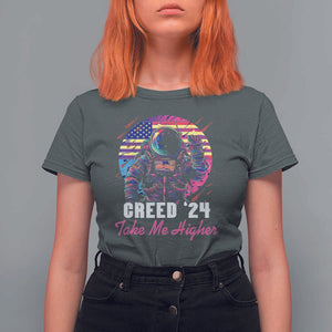 Creed '24 Take Me Higher T Shirt For Women American Astronaut Election 2024 TS02 Dark Heather Print Your Wear