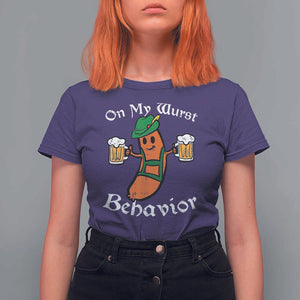 Funny Oktoberfest T Shirt For Women On My Wurst Behavior German Sausage TS02 Purple Print Your Wear