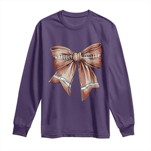 Coquette Bow Pumpkin American Football Long Sleeve Shirt Retro Thanksgiving Autumn Vibe TS02 Purple Print Your Wear