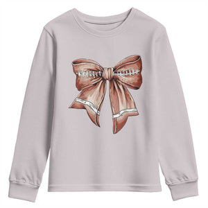 Coquette Bow Pumpkin American Football Youth Sweatshirt Retro Thanksgiving Autumn Vibe TS02 Ice Gray Print Your Wear