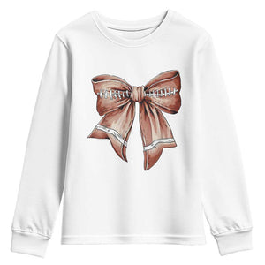 Coquette Bow Pumpkin American Football Youth Sweatshirt Retro Thanksgiving Autumn Vibe TS02 White Print Your Wear