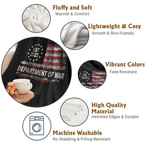 Department of War Est 2025 Throw Blanket Patriotic Military Vintage Grunge American Flag TS02 Print Your Wear