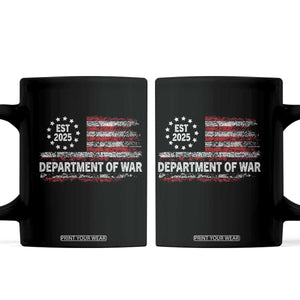 Department of War Est 2025 Coffee Mug Patriotic Military Vintage Grunge American Flag TS02 Black Print Your Wear