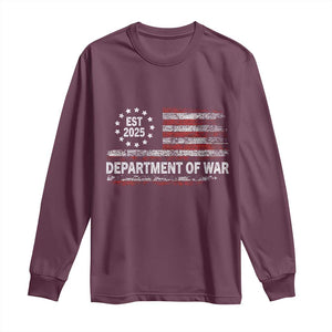 Department of War Est 2025 Long Sleeve Shirt Patriotic Military Vintage Grunge American Flag TS02 Maroon Print Your Wear