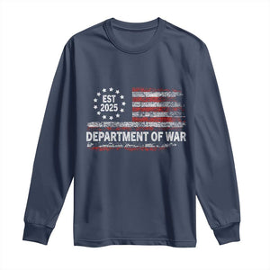 Department of War Est 2025 Long Sleeve Shirt Patriotic Military Vintage Grunge American Flag TS02 Navy Print Your Wear