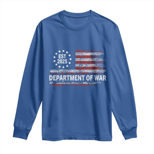 Department of War Est 2025 Long Sleeve Shirt Patriotic Military Vintage Grunge American Flag TS02 Royal Blue Print Your Wear