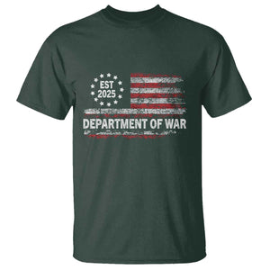Department of War Est 2025 T Shirt Patriotic Military Vintage Grunge American Flag TS02 Dark Forest Green Print Your Wear