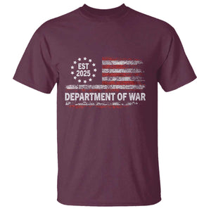 Department of War Est 2025 T Shirt Patriotic Military Vintage Grunge American Flag TS02 Maroon Print Your Wear