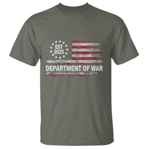 Department of War Est 2025 T Shirt Patriotic Military Vintage Grunge American Flag TS02 Military Green Print Your Wear