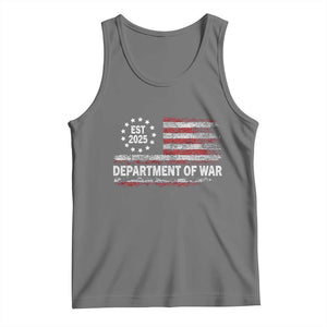 Department of War Est 2025 Tank Top Patriotic Military Vintage Grunge American Flag TS02 Black Heather Print Your Wear